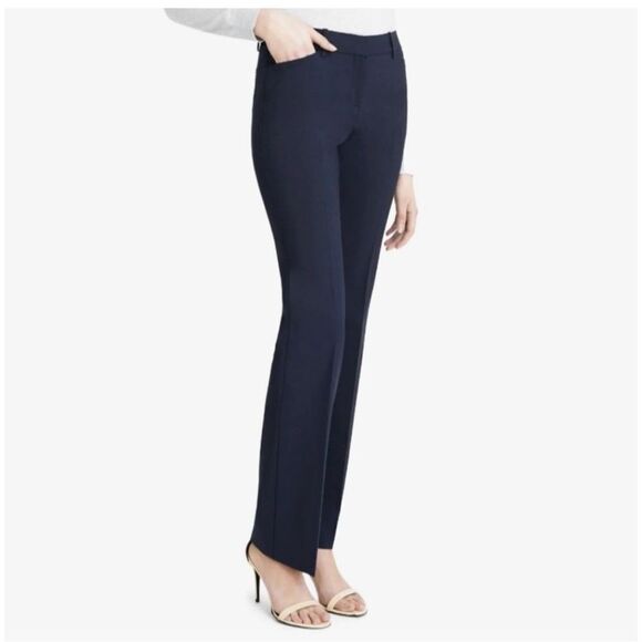 Theory Womens Size 8 Pleat Front Straight Leg Dress Pants Dark Blue Ankle Office - Picture 3 of 10